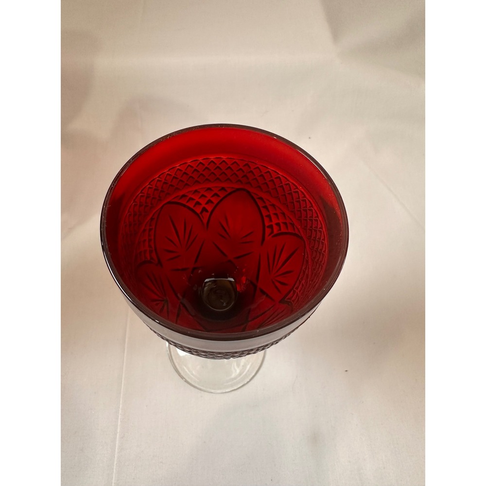 Cristal DArques Durand Antique Ruby‎ Red Water Wine Goblets Retired Set of 4 8in - Picture 12 of 16